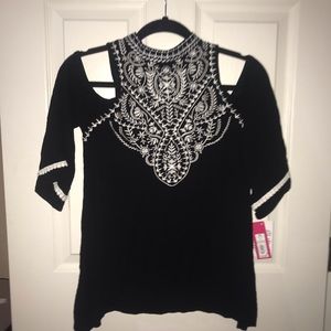 Black cut out shoulder top